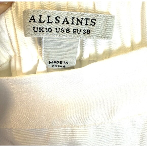 AllSaints Freda Satin Cargo Joggers 6 Ecru Pull On Elastic Waist 90s Y2K - Picture 9 of 16